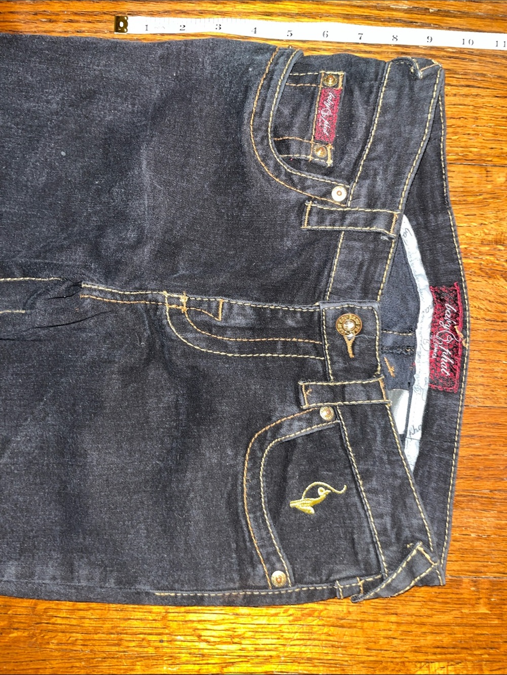 Vintage Baby Phat | Black Flare Jeans with Embroidered Back Detail - Picture 4 of 8